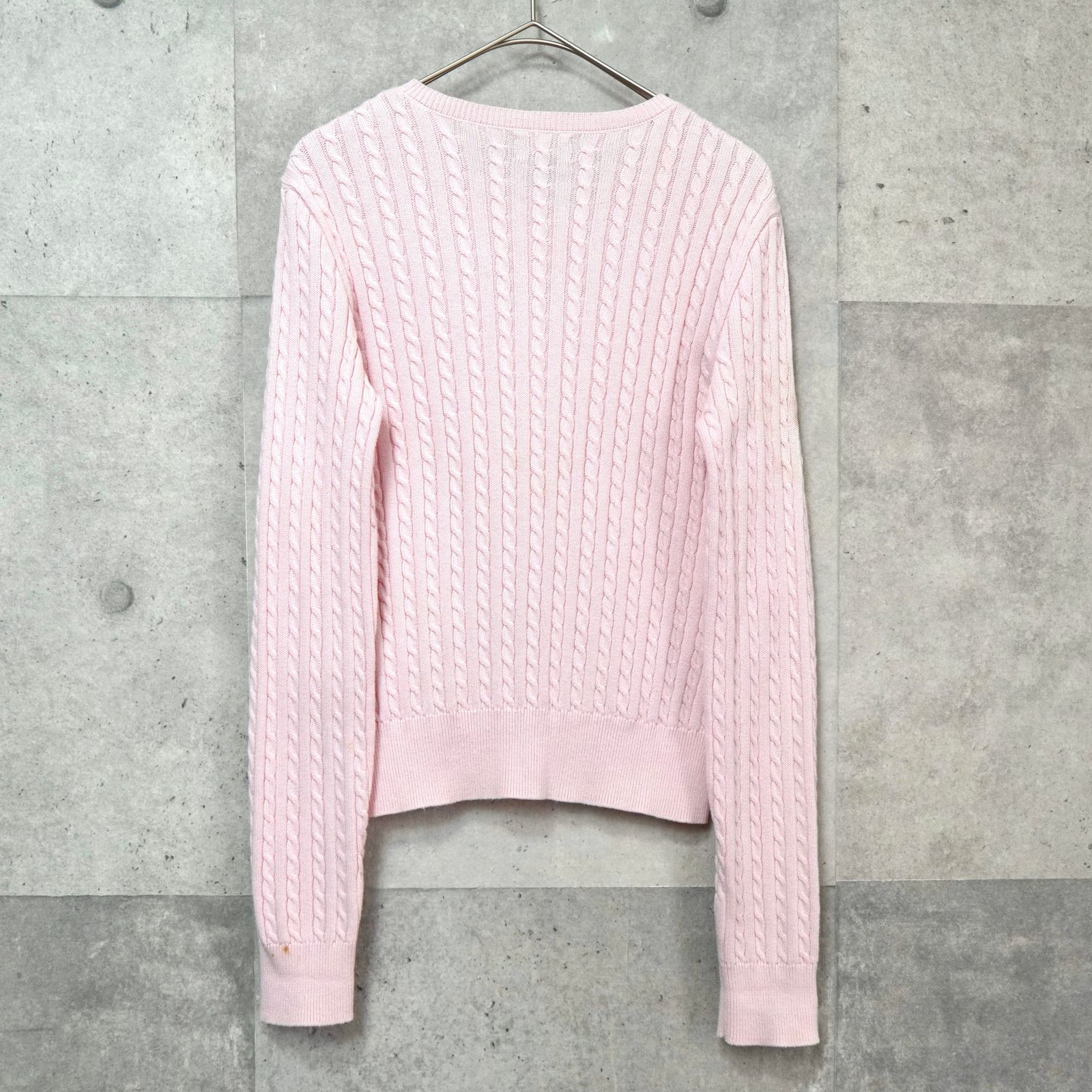 ポロラルフローレン ケーブル カーディガン ピンク 新品 ＳQR　ポニー ポロ ラルフローレン スモールポニーロゴ ケーブル編み コットン