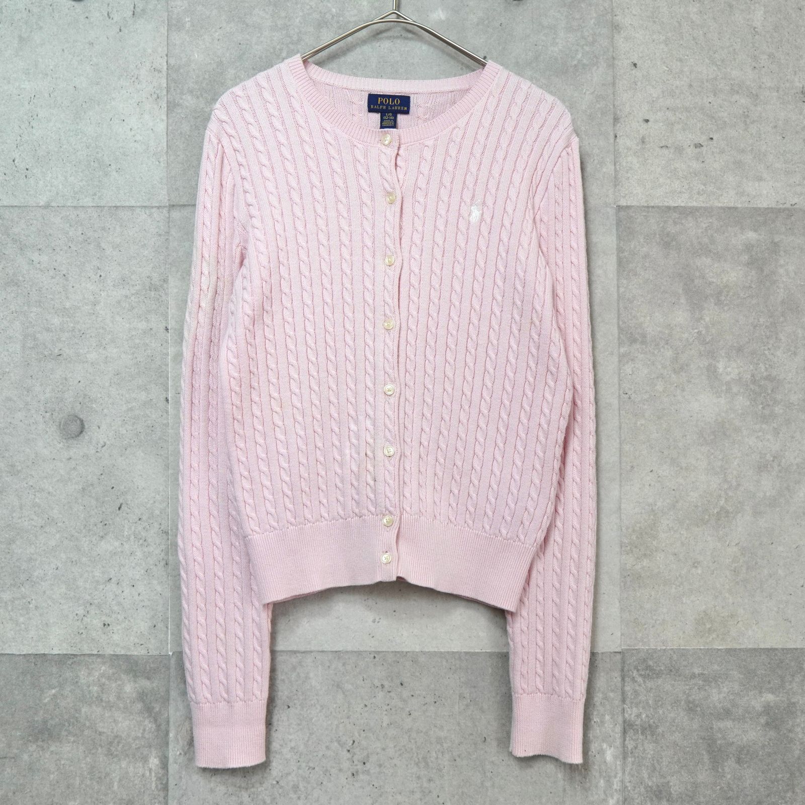 ポロラルフローレン ケーブル カーディガン ピンク 新品 ＳQR　ポニー POLO RALPH LAUREN - 【極美品】Ralph Lauren ラルフローレン ケーブル