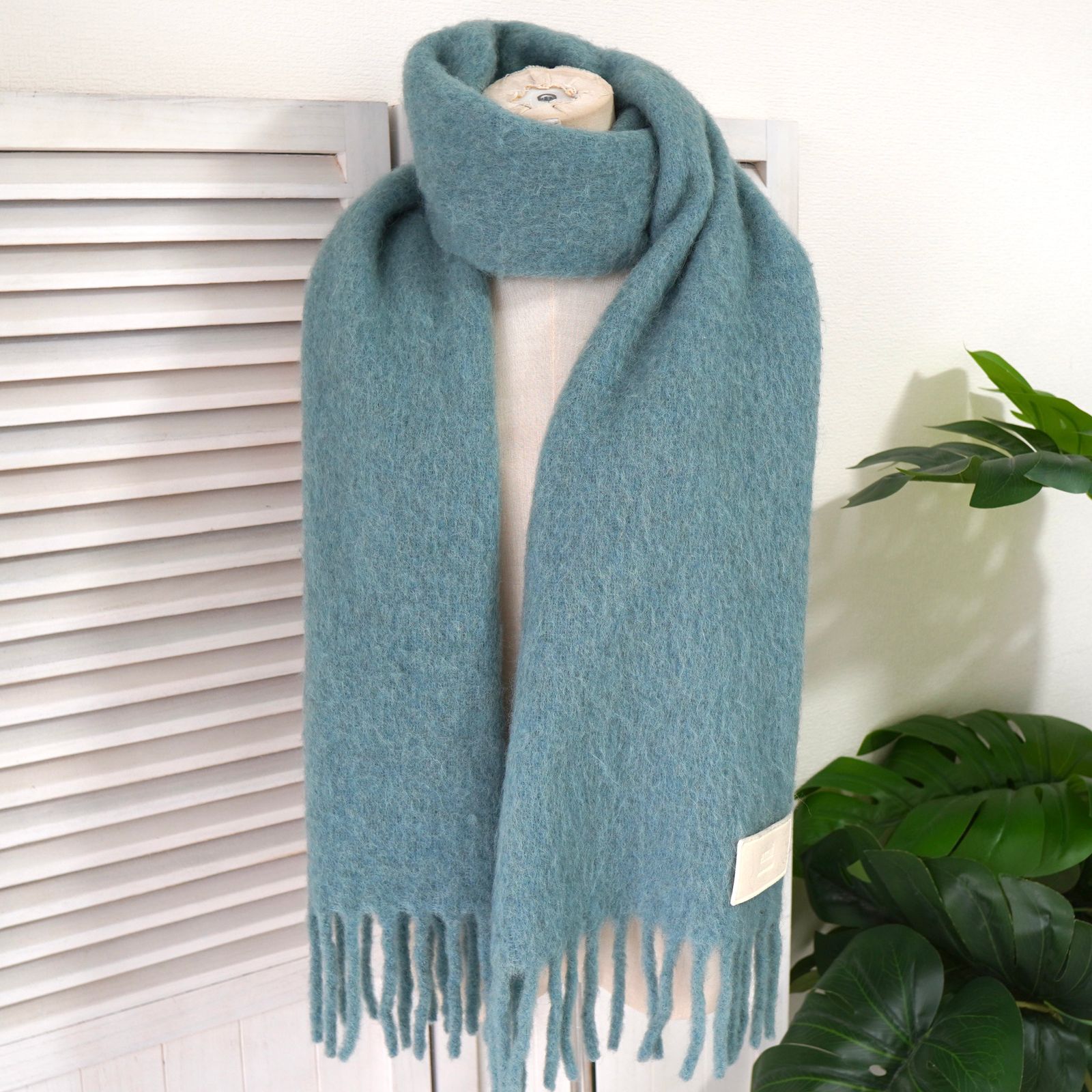 アミパリ アミ パリス モヘア 大判 マフラー ブルー