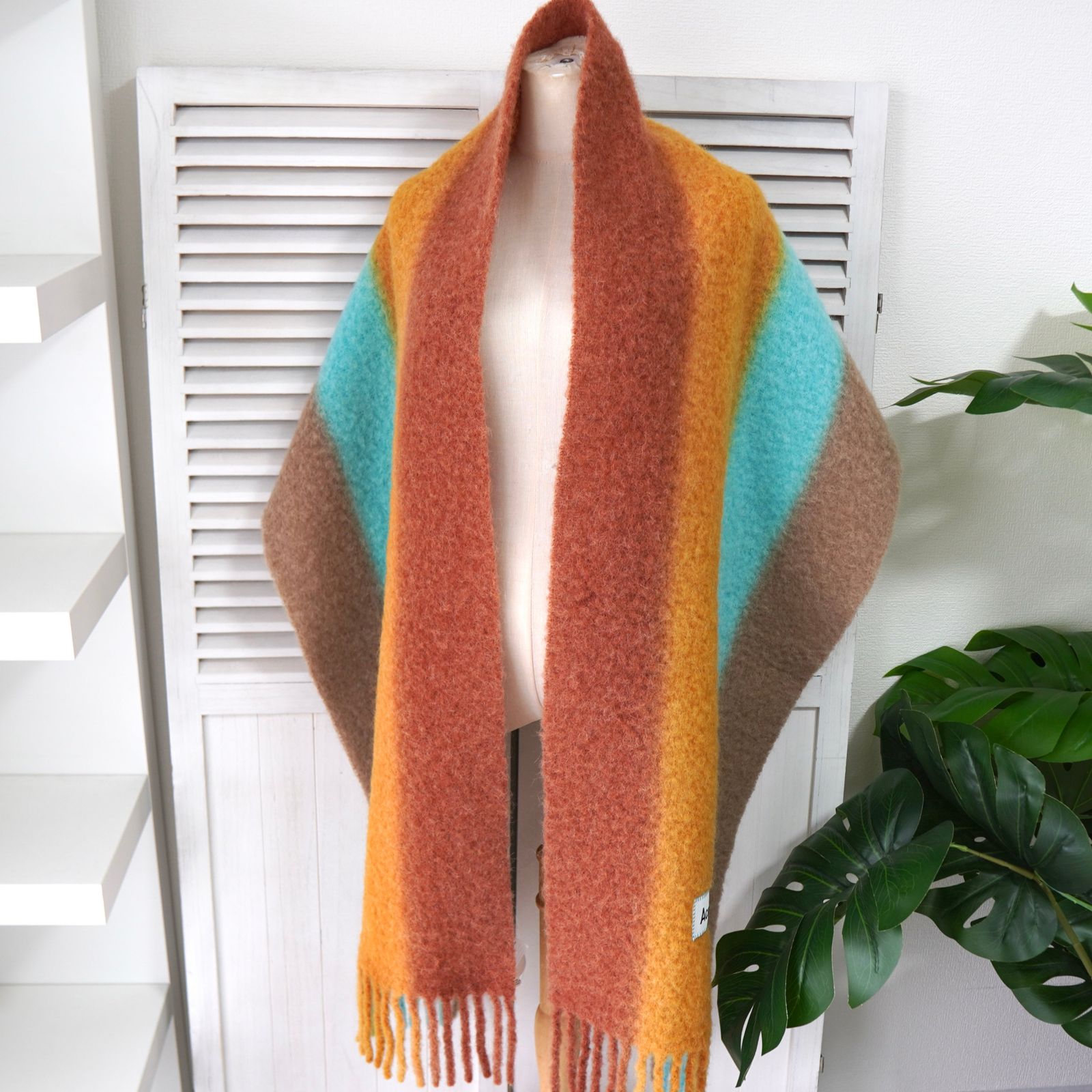 アクネ ストゥディオズ ストライプ柄 モヘア マフラー マルチカラー