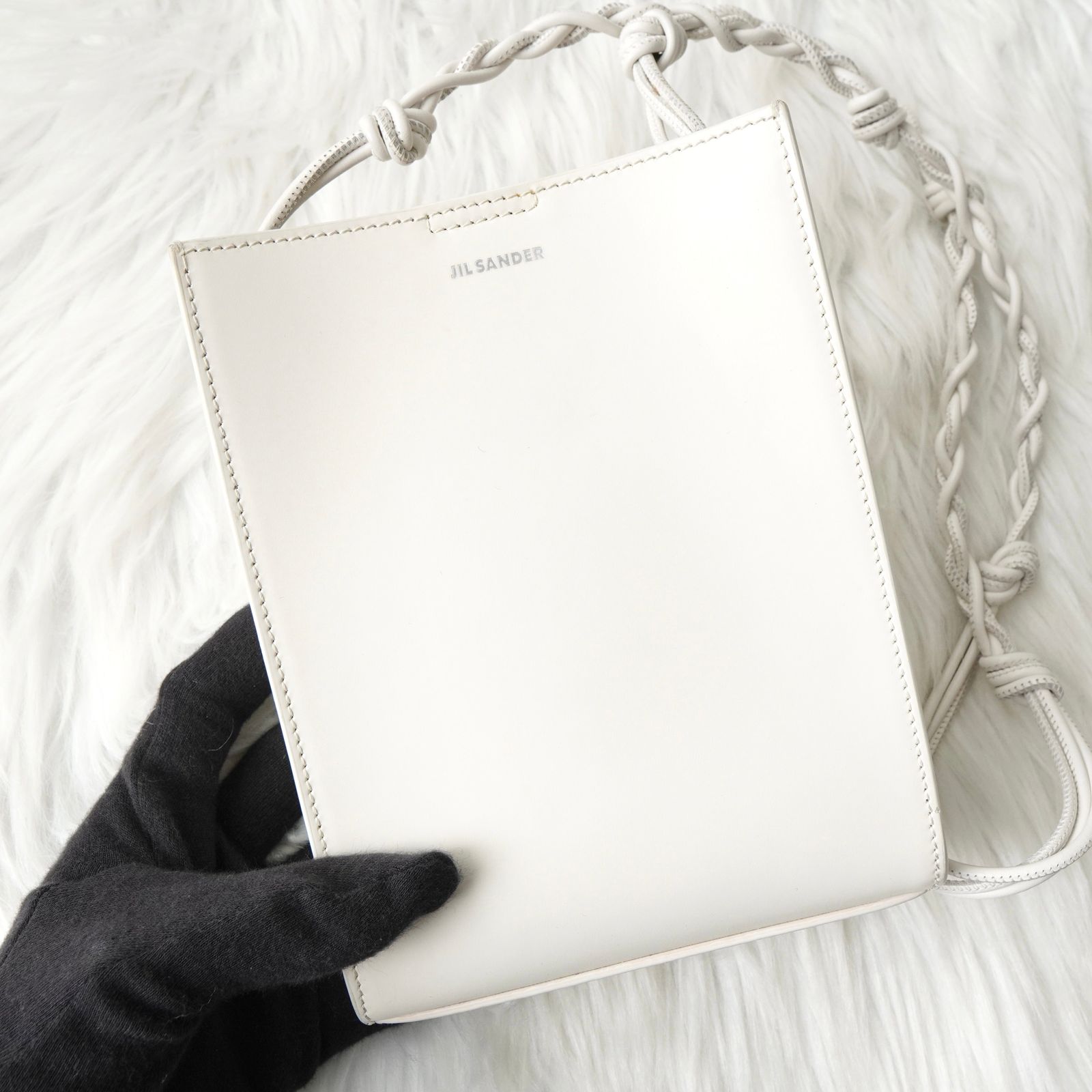 JIL SANDER タングル　ショルダーバッグホワイト即購入ok ジルサンダー タングル スモール ロゴ レザー ショルダーバッグ