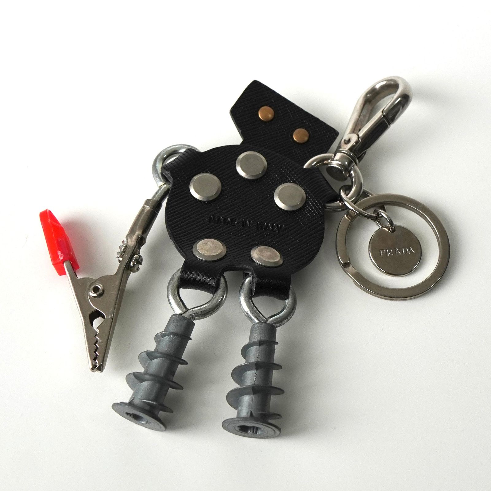 プラダ ロボット サフィアーノレザー キーリング キーホルダー