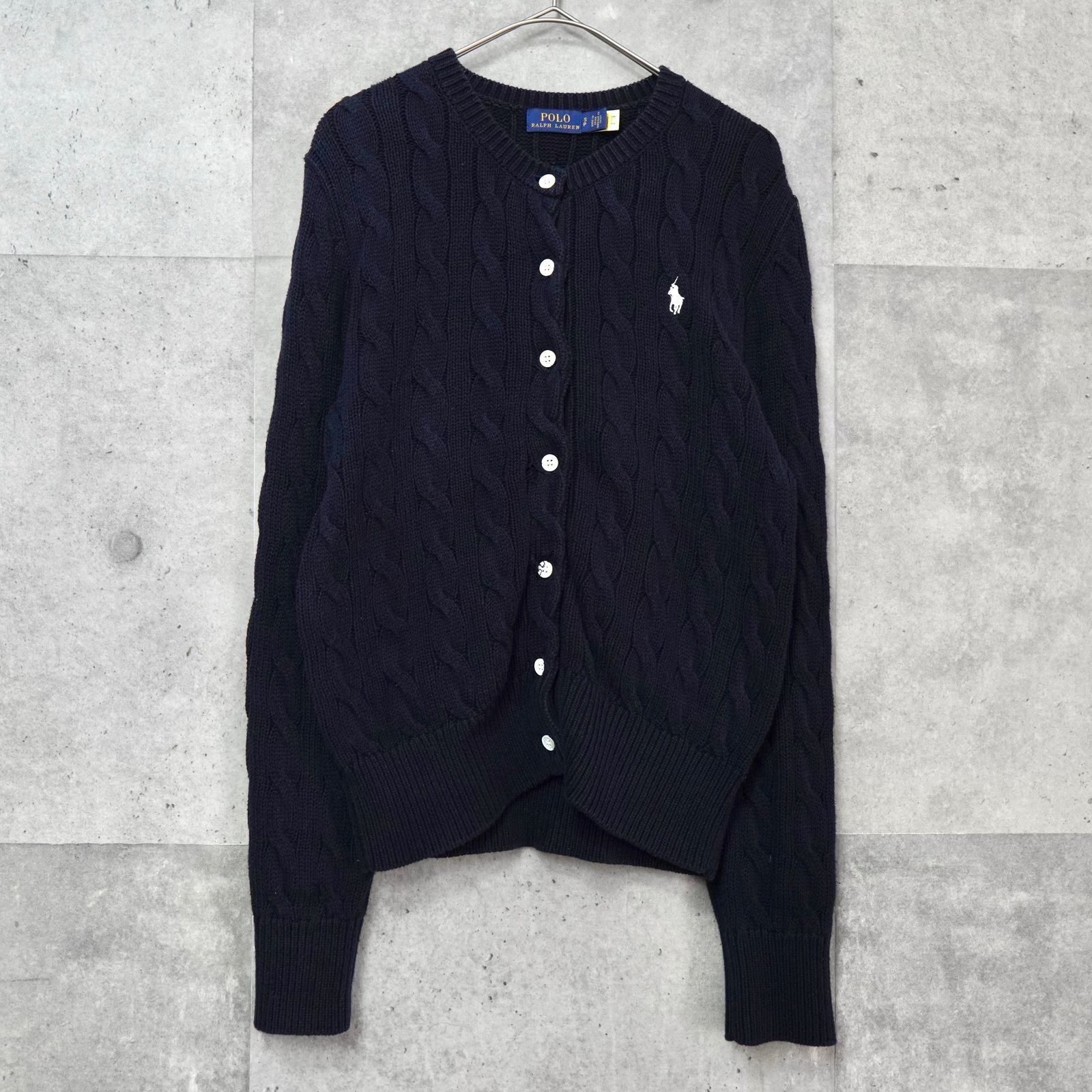 ポロ ラルフローレン ケーブル編み コットン カーディガン ネイビー