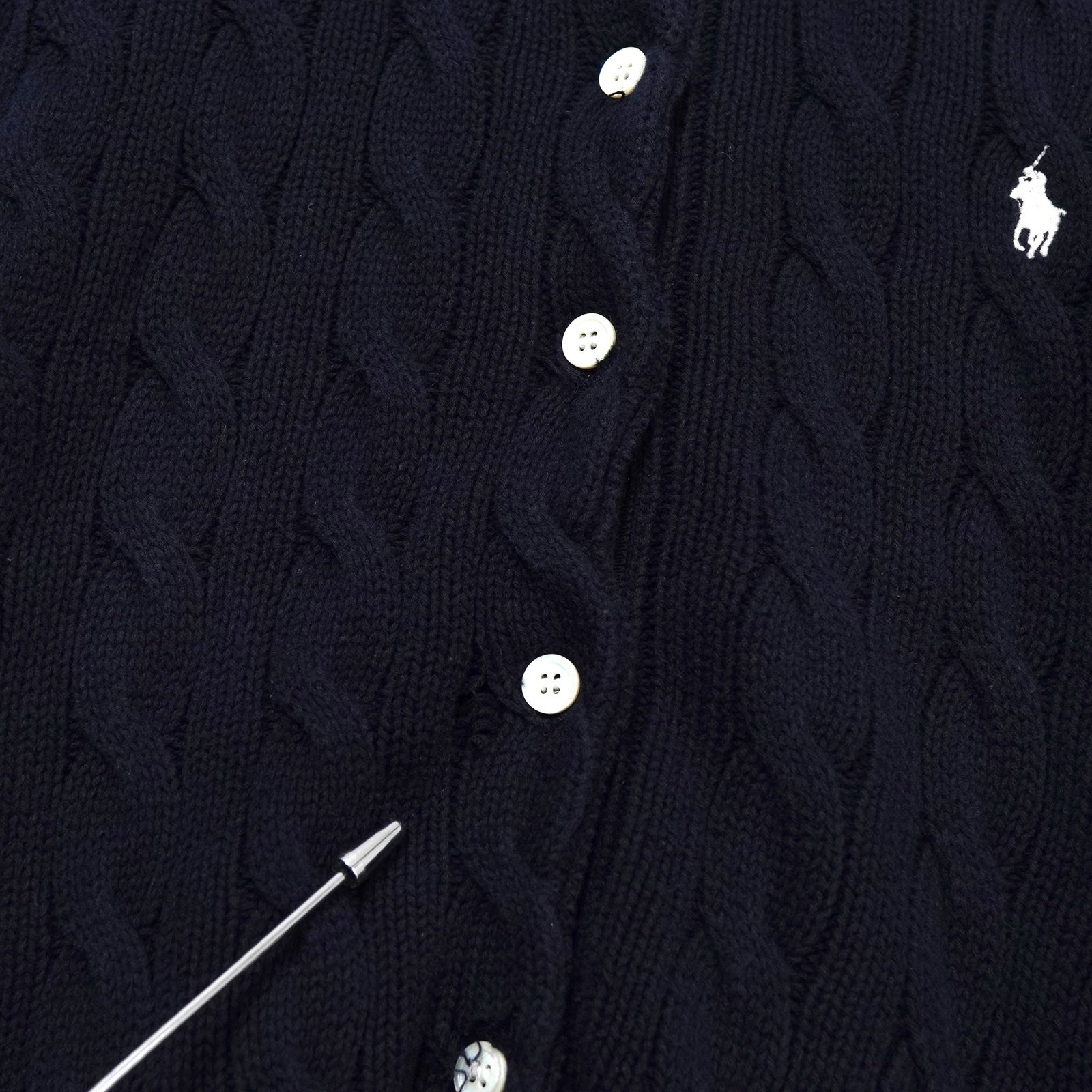 ポロ ラルフローレン ケーブル編み コットン カーディガン ネイビー