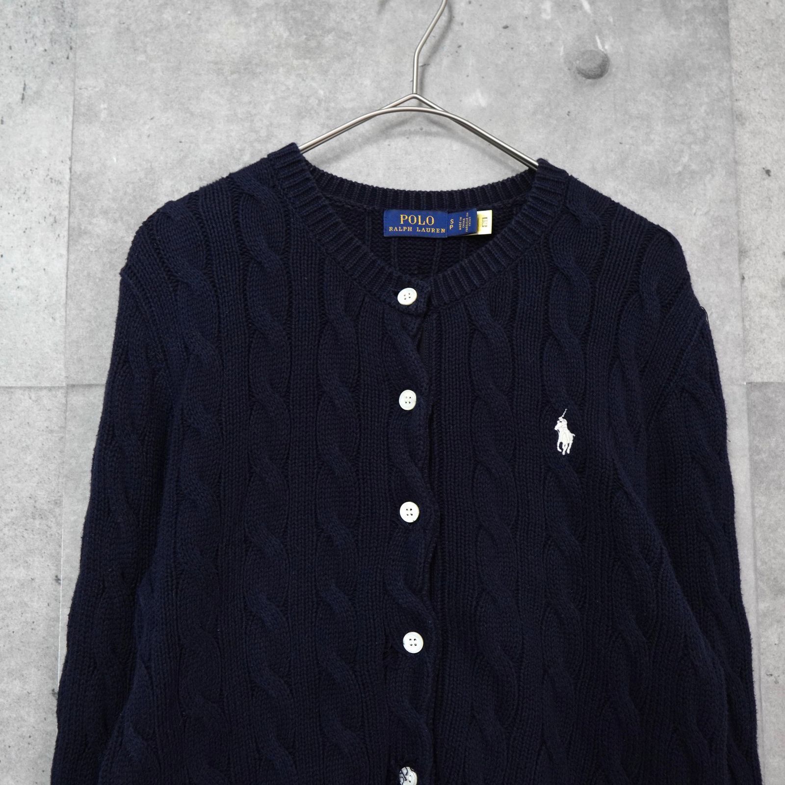 ポロ ラルフローレン ケーブル編み コットン カーディガン ネイビー