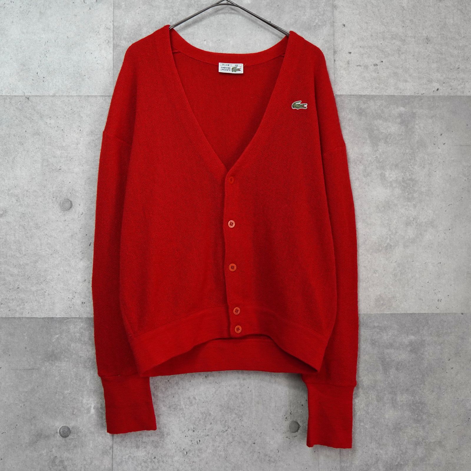 ラコステ 1980 s ヴィンテージ ロゴパッチ カーディガン レッド