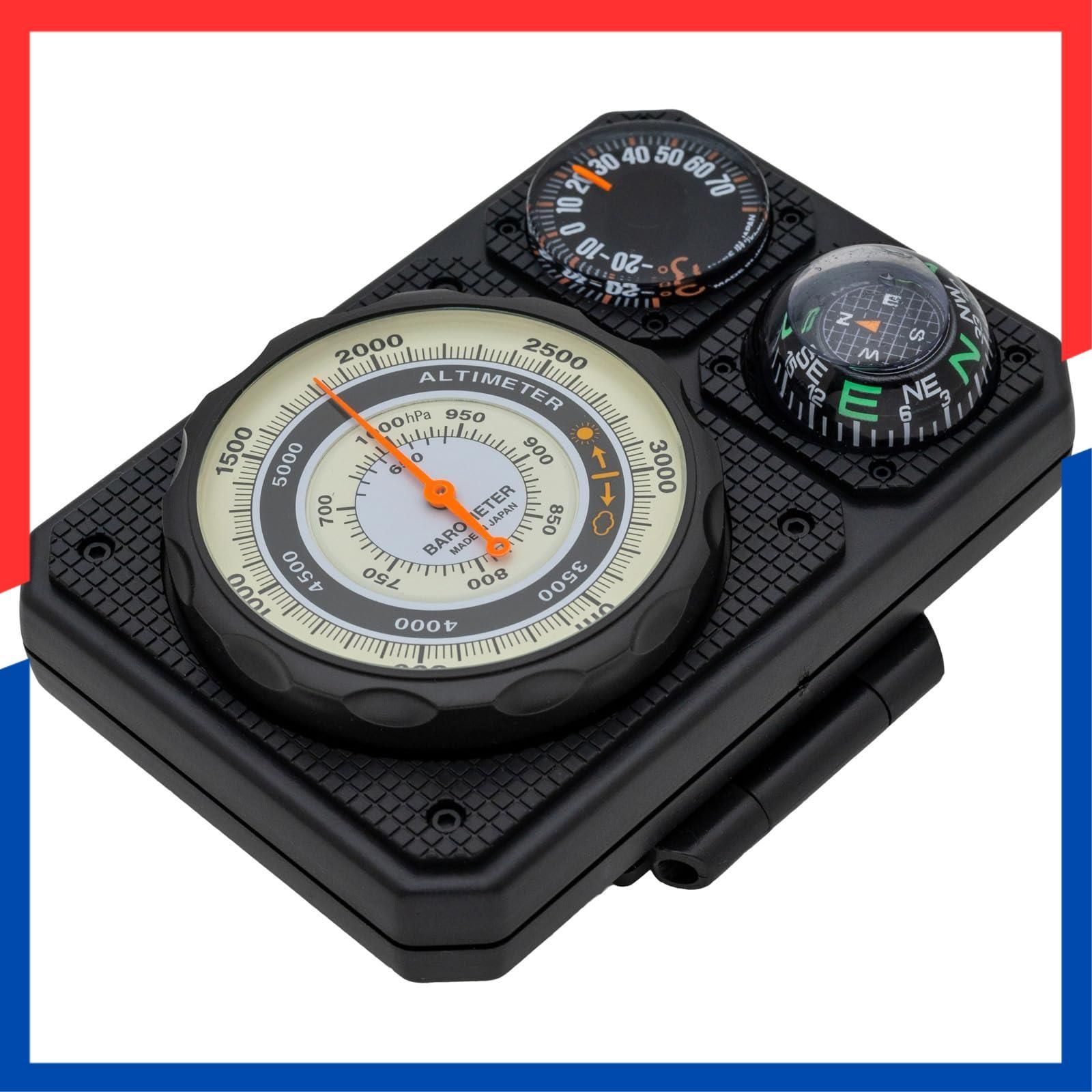 在庫処分 MIZAR TEC ミザールテック 高度計 トラベルエイド アナログ 気圧計 温度計 オイルコンパス ミニライト 付き ブラック NO 1230