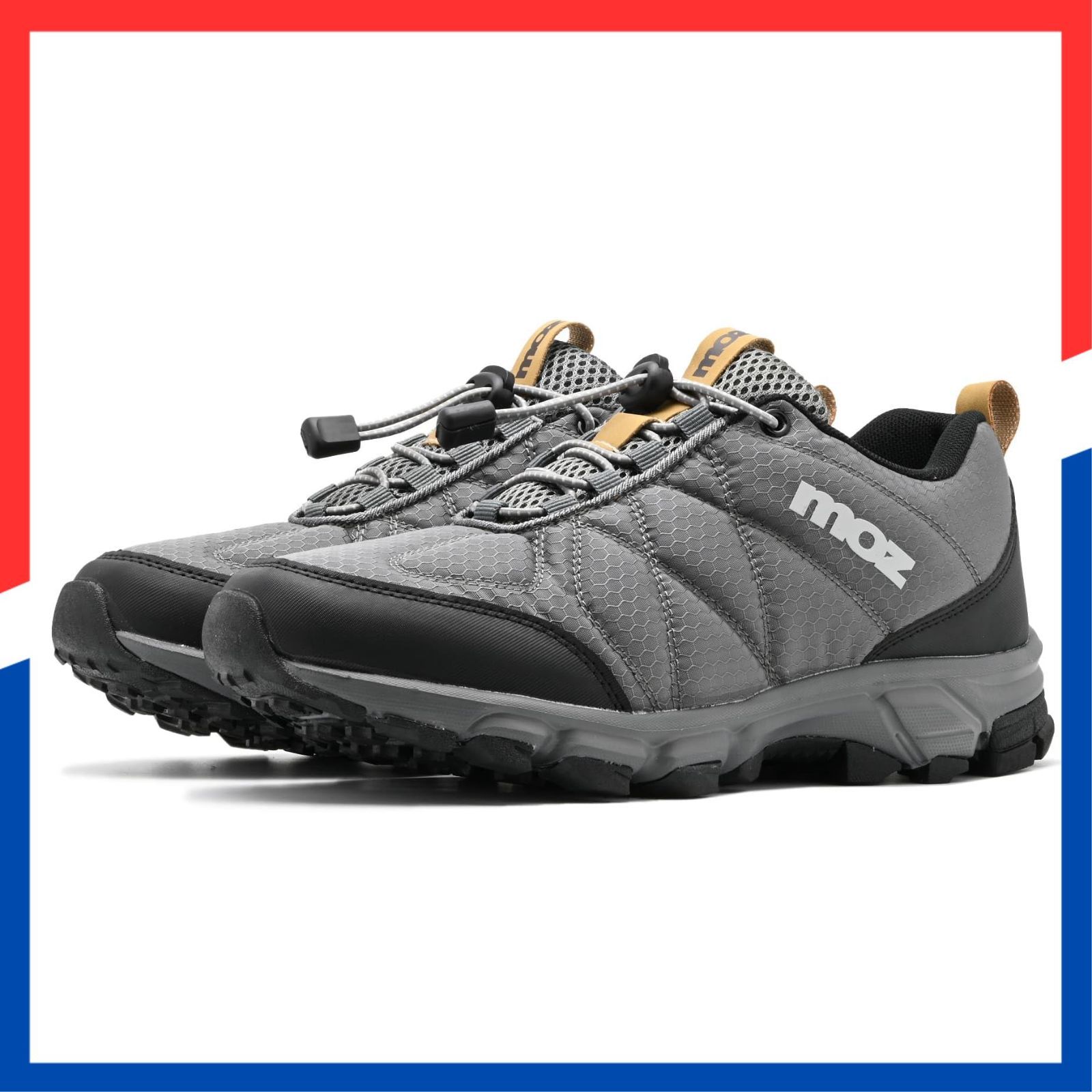 在庫処分 メンズ スニーカー 軽量 ローカット 防水 撥水 防滑 トレッキングシューズ ハイキング ウォーキング クイックレース モズ 靴 5270