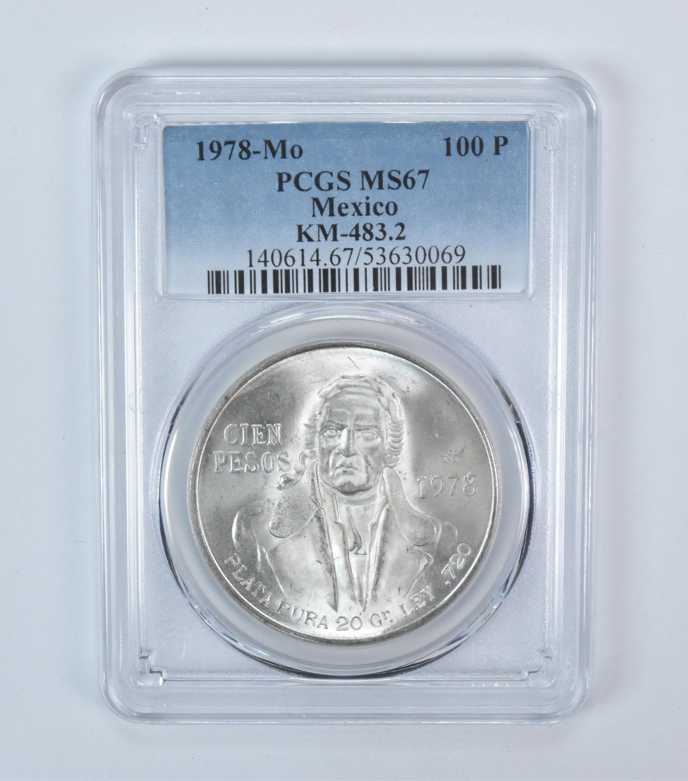1978年 モ・メキシコ 100ペソ シルバー MS67 PCGS ブルーラベル - メルカリ