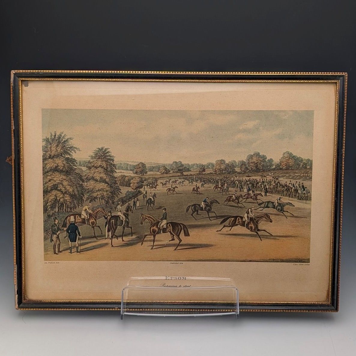 英国アンティーク 額入りプリント 競走馬 ジェームズ・ポラード
