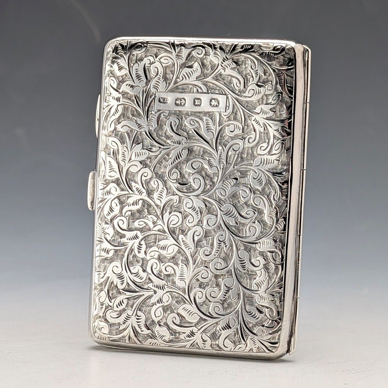 1886年 英国アンティーク 純銀製 両開き型 小型カードケース 64g