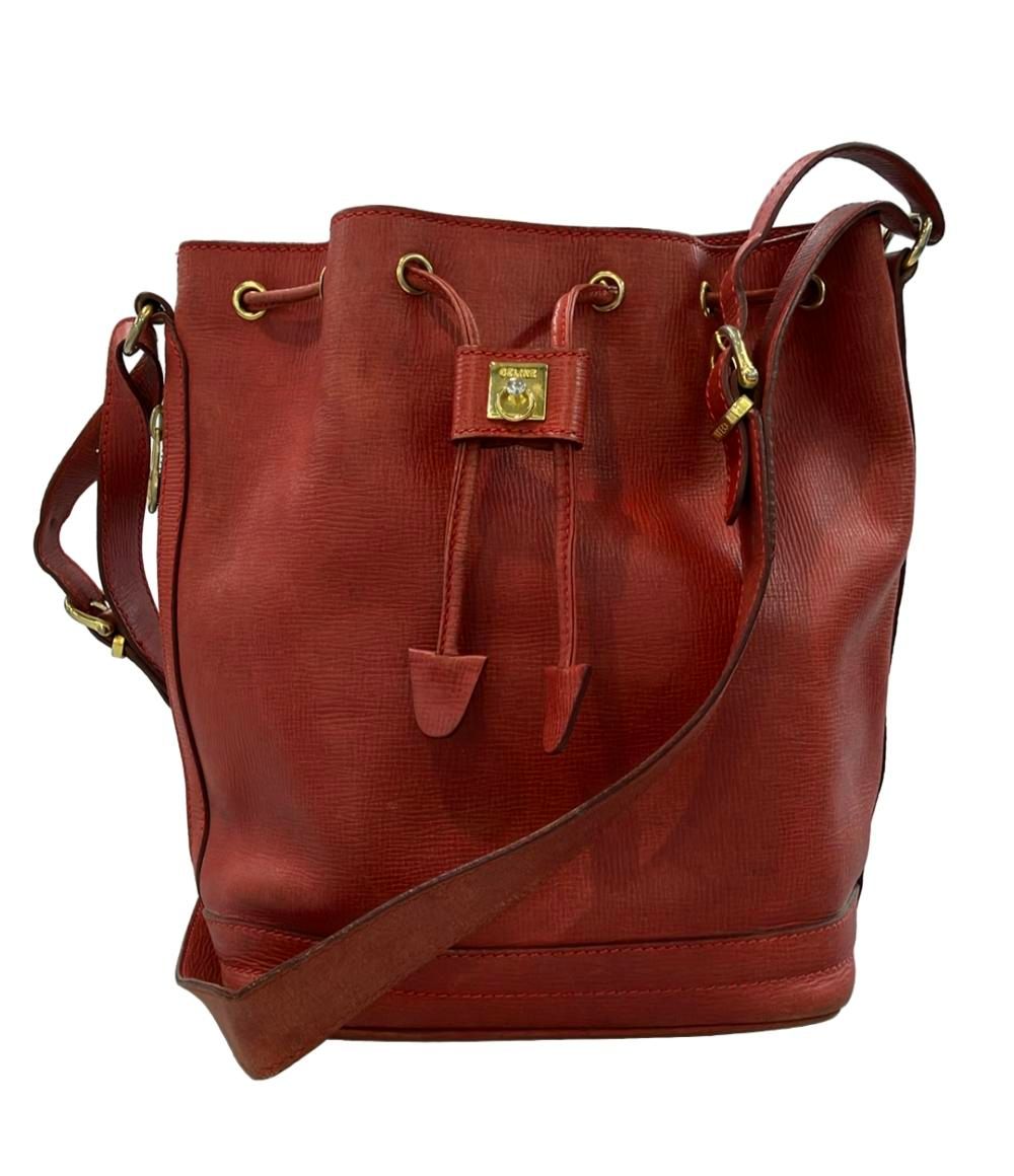 CELINE セリーヌ レザー 巾着 ショルダーバッグ 斜め&肩掛け 中古・古着通販】CELINE (セリーヌ) 巾着ショルダーバッグ ブラウン