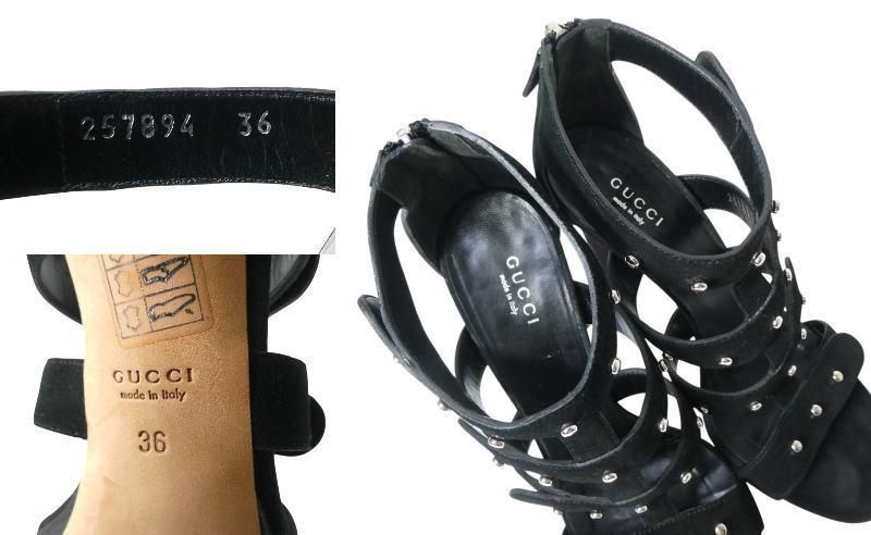 GUCCI グッチ サイズ36 約23㎝ スタッズ 鋲 スエード レザー サンダル