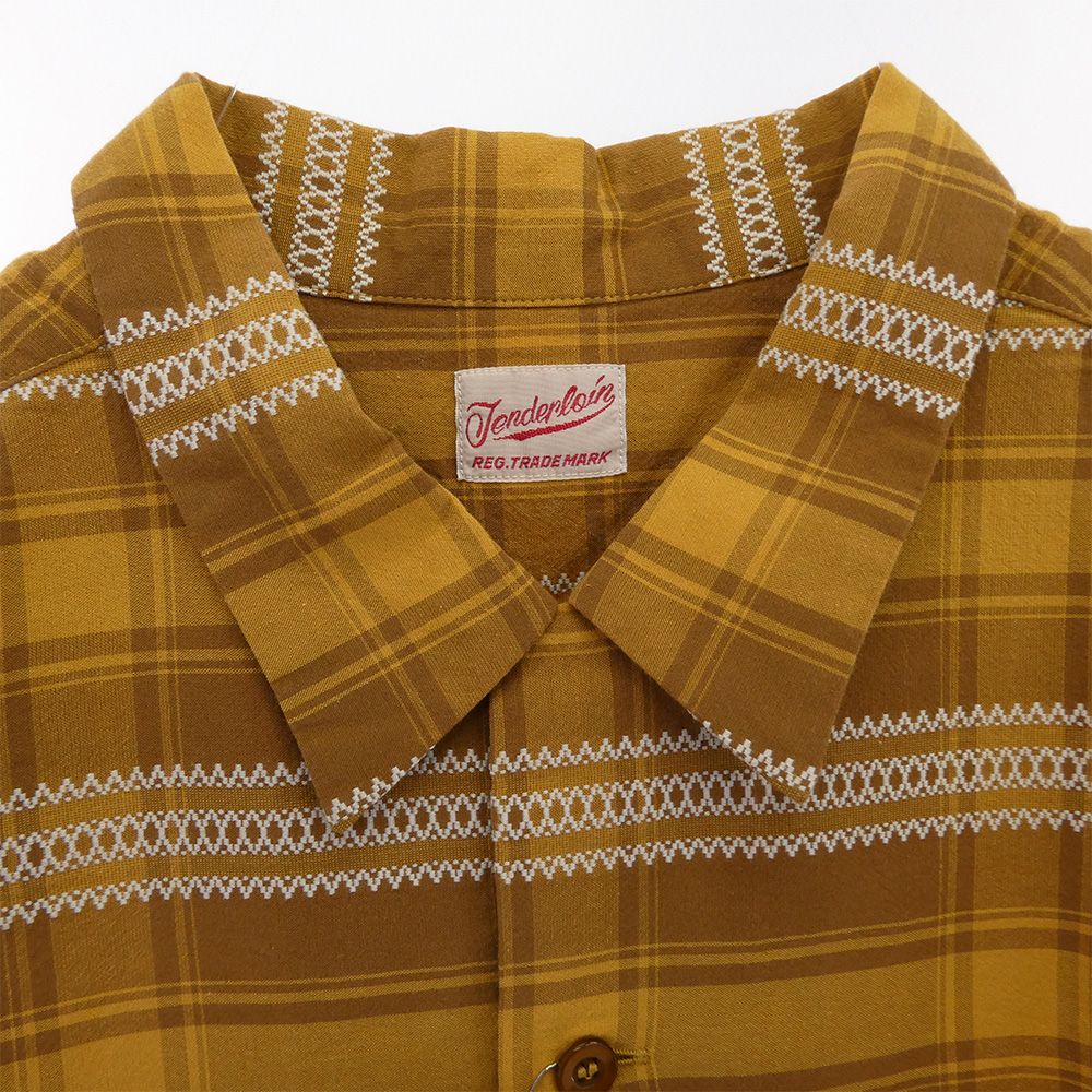 TENDERLOIN 半袖チェックシャツ マスタード色 TENDERLOIN 半袖チェックシャツ マスタード色 TENDERLOIN 半袖チェック