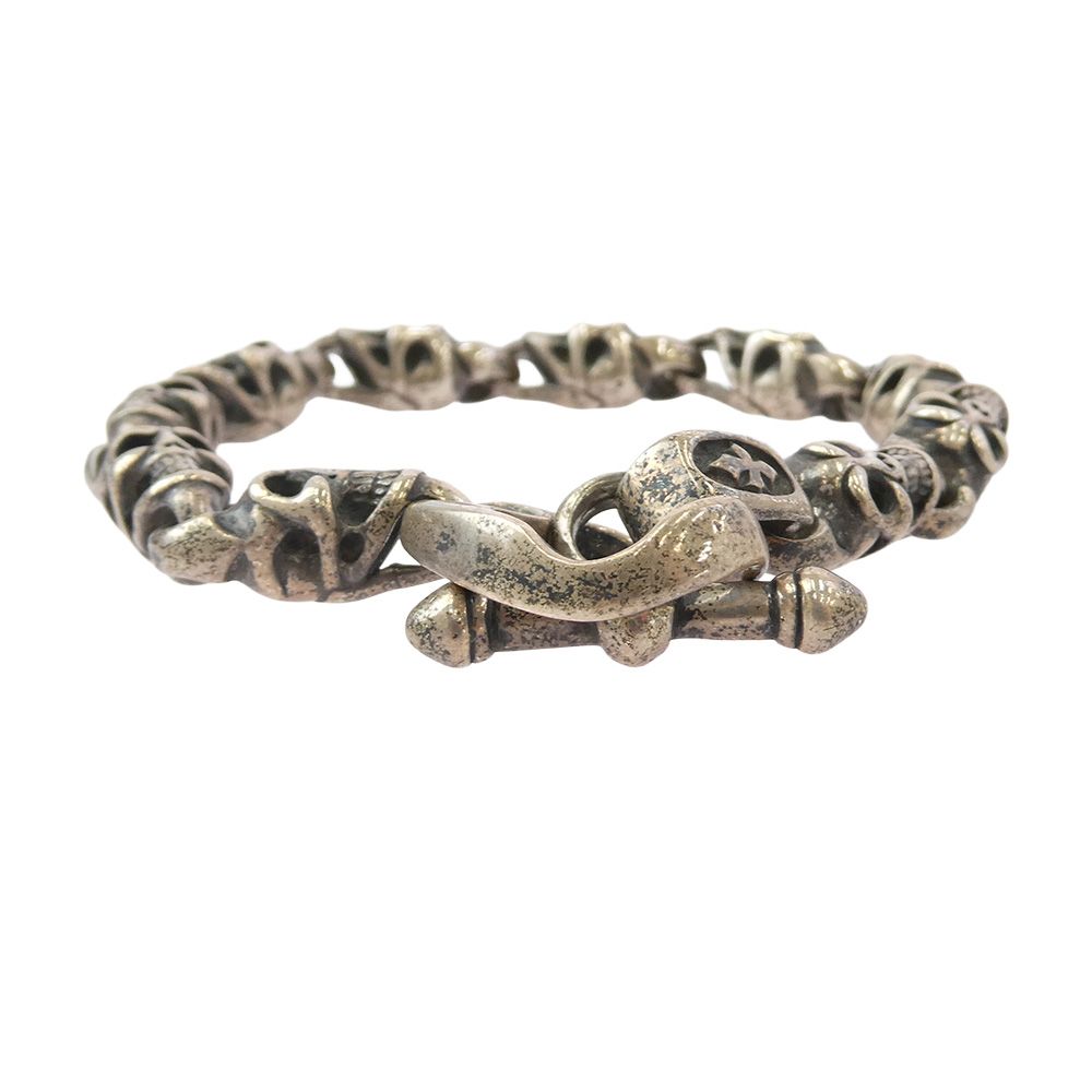 BILL WALL LEATHER ビルウォールレザー 10スカルリンク Cクロス Tバー ブレスレット シルバー系