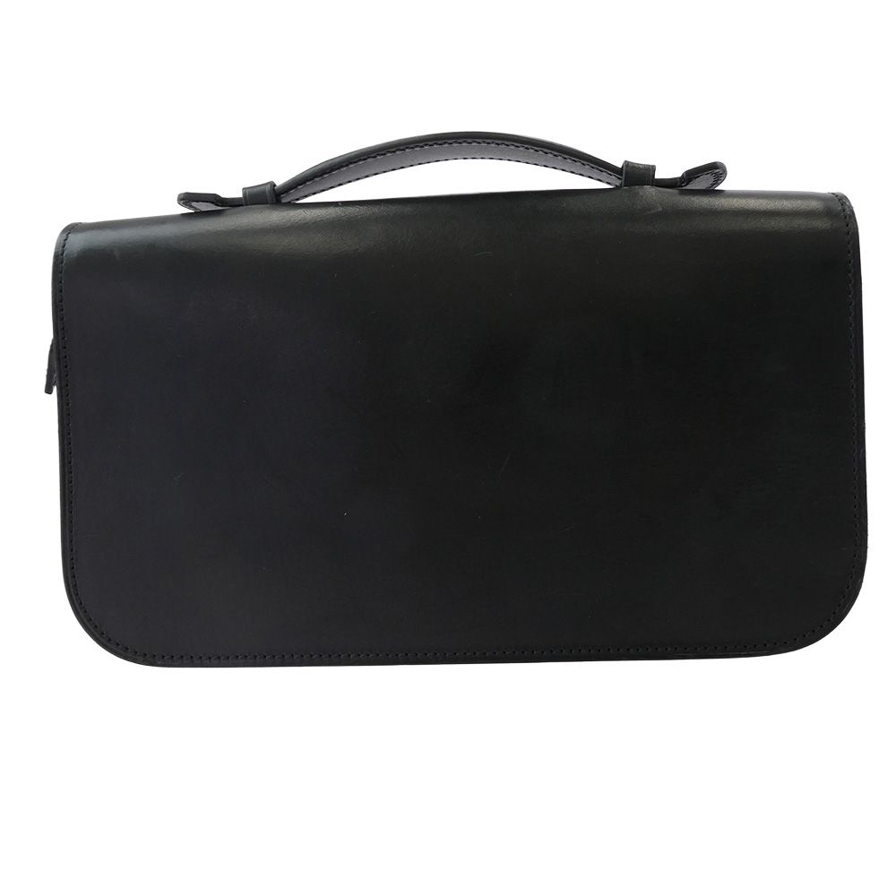 マンソウ MANSOU Wジップ ミニブリーフ 日本製 牛革 セカンドバッグ クラッチバッグ ブラック系