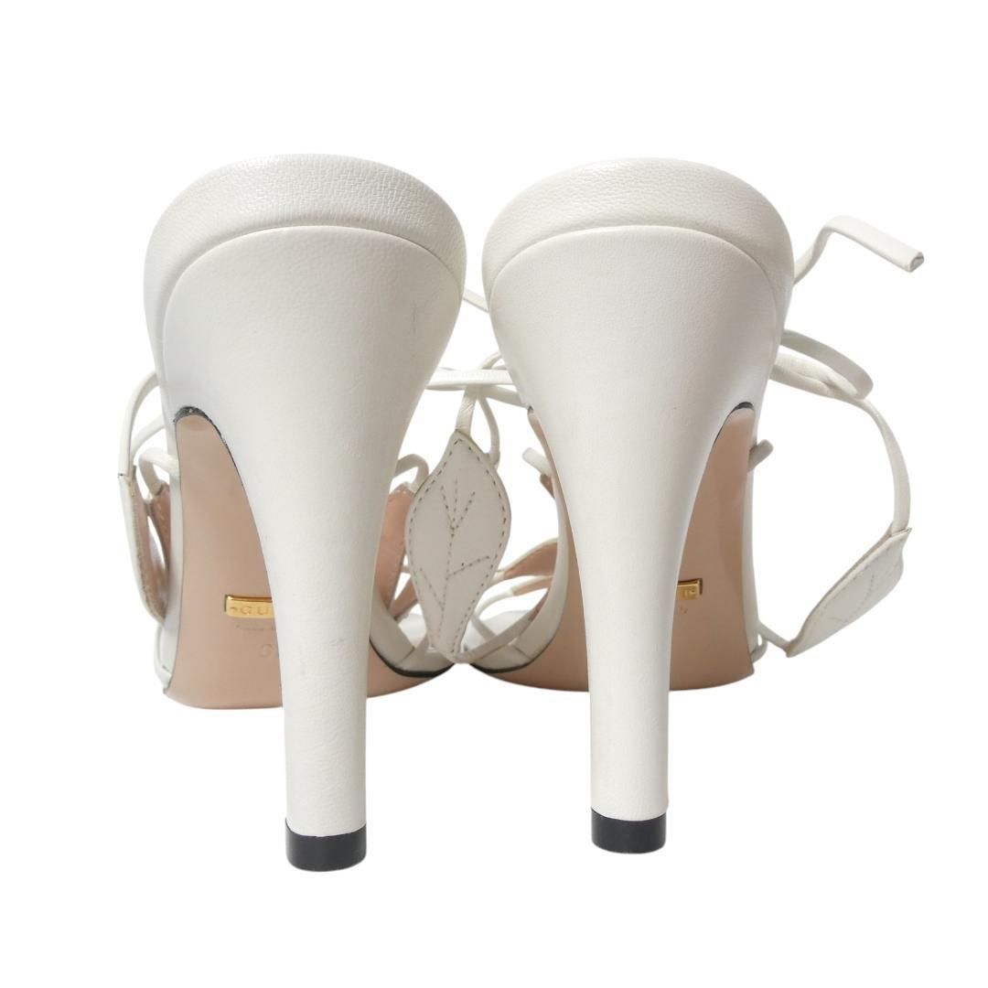 極美品 GUCCI グッチ サイズ38 約25㎝ レザー リーフモチーフ サンダル