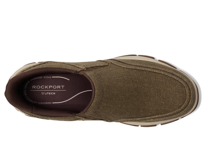 ロックポート メンズ シューズ サンダル Rockport Reece Brown Canvas