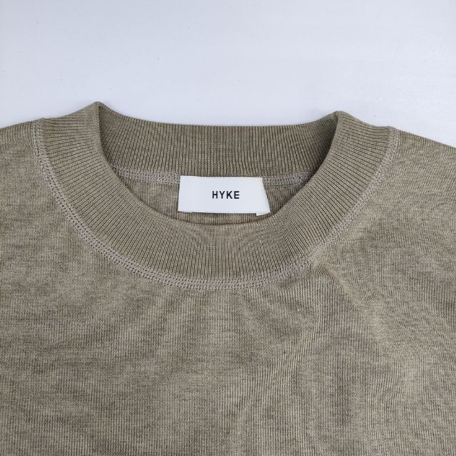 HYKE 221-11260 S/C/P CREW NECK CROP TOP ニット ベスト カーキ