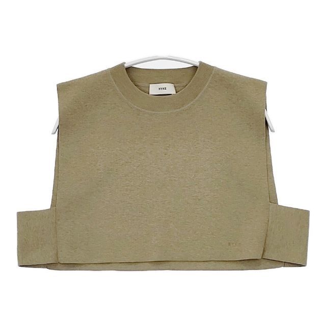 HYKE ハイク コットンカシミヤ ニットベスト カーキ系 クルーネック HYKE 221-11260 S/C/P CREW NECK CROP TOP ニット ベスト カーキ