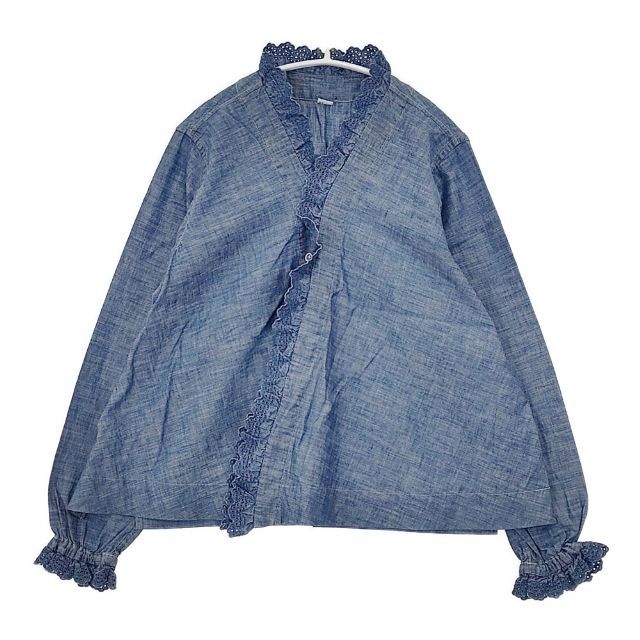 45R/45rpm ダンガリーカットワークのカシュクールブラウス 定価39600円