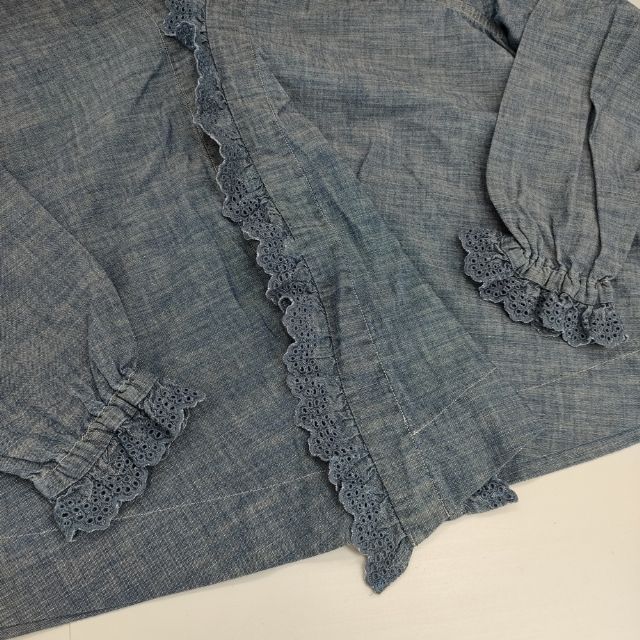 45R/45rpm ダンガリーカットワークのカシュクールブラウス 定価39600円