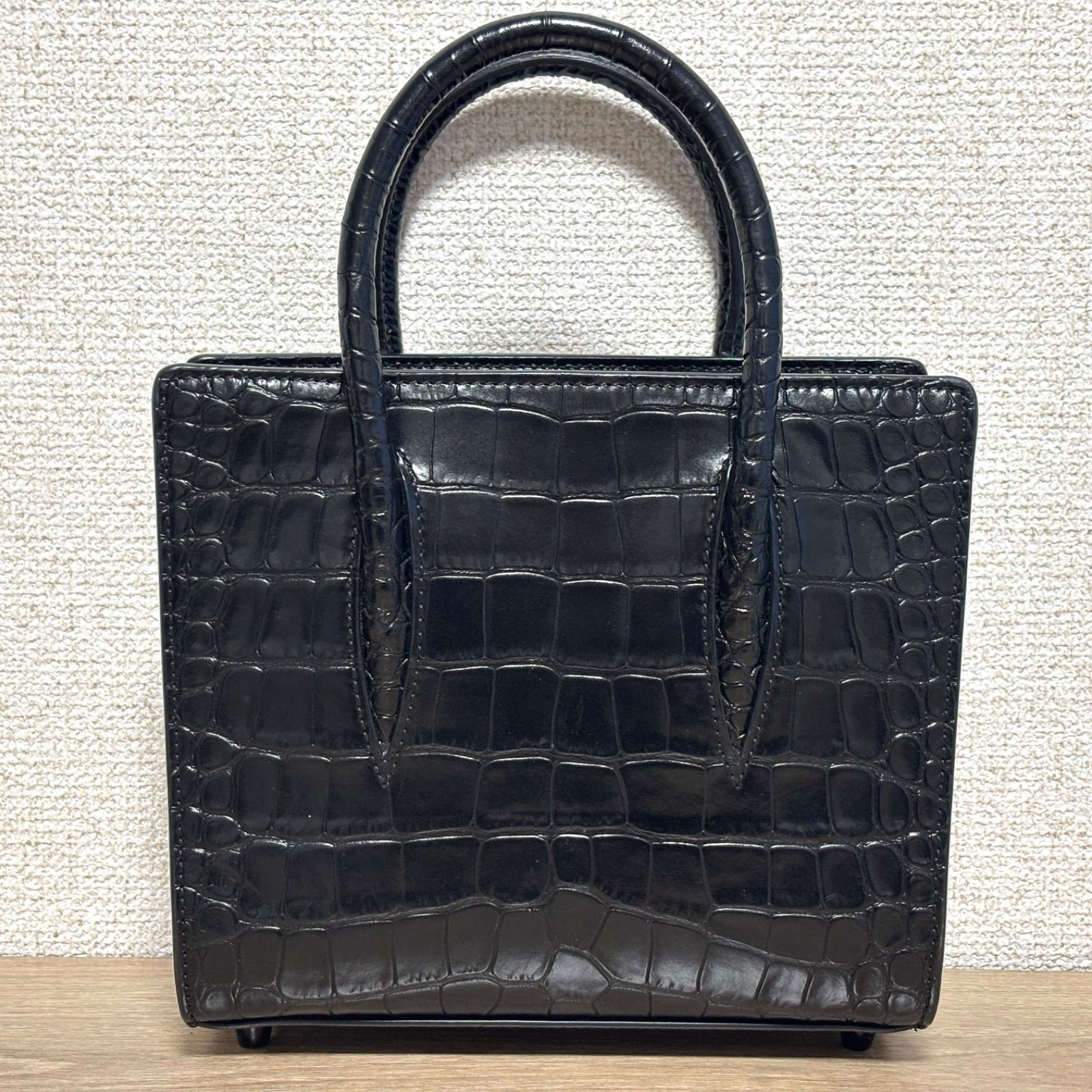 ✨極美品✨クリスチャンルブタン　スタッヅ　ハンドバッグ　2way ブラック Christian Louboutin (クリスチャン ルブタン) レザー スタッズ