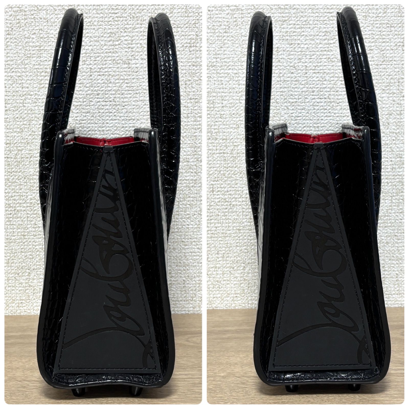 クリスチャン ルブタン　クロコ型押しレザー ボディバッグ ブラック クリスチャン ルブタン クロコ型押しレザー ボディバッグ ブラック