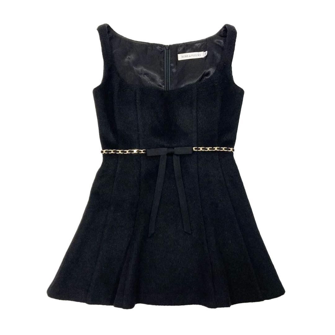 ROBE de FLEURS / ローブドフルール】ウエストリボンラメ入りメルトン