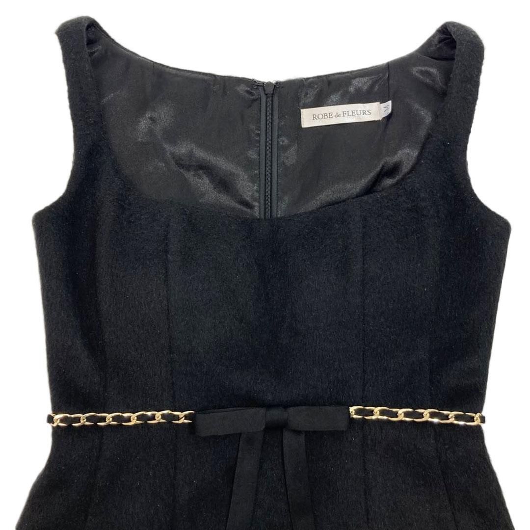 ROBE de FLEURS ウエストリボンラメ入りメルトンフレアミニ de ROBE