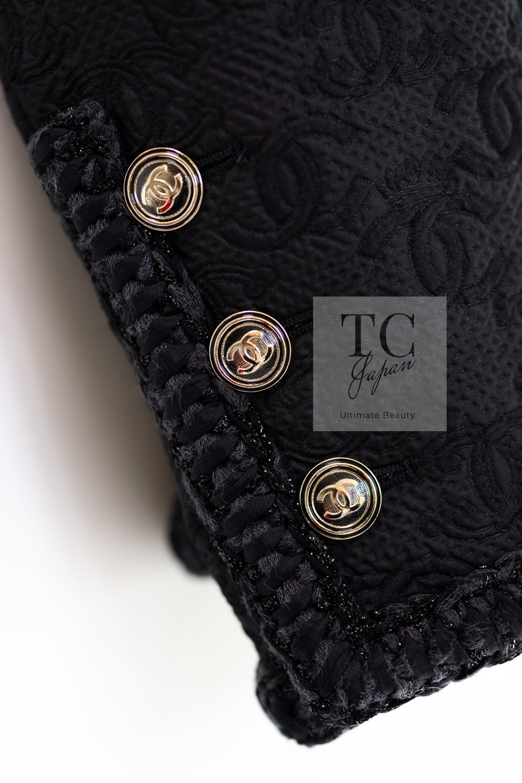 シャネル ジャケット CHANEL リトル ブラック 黒 CC ロゴ ウール