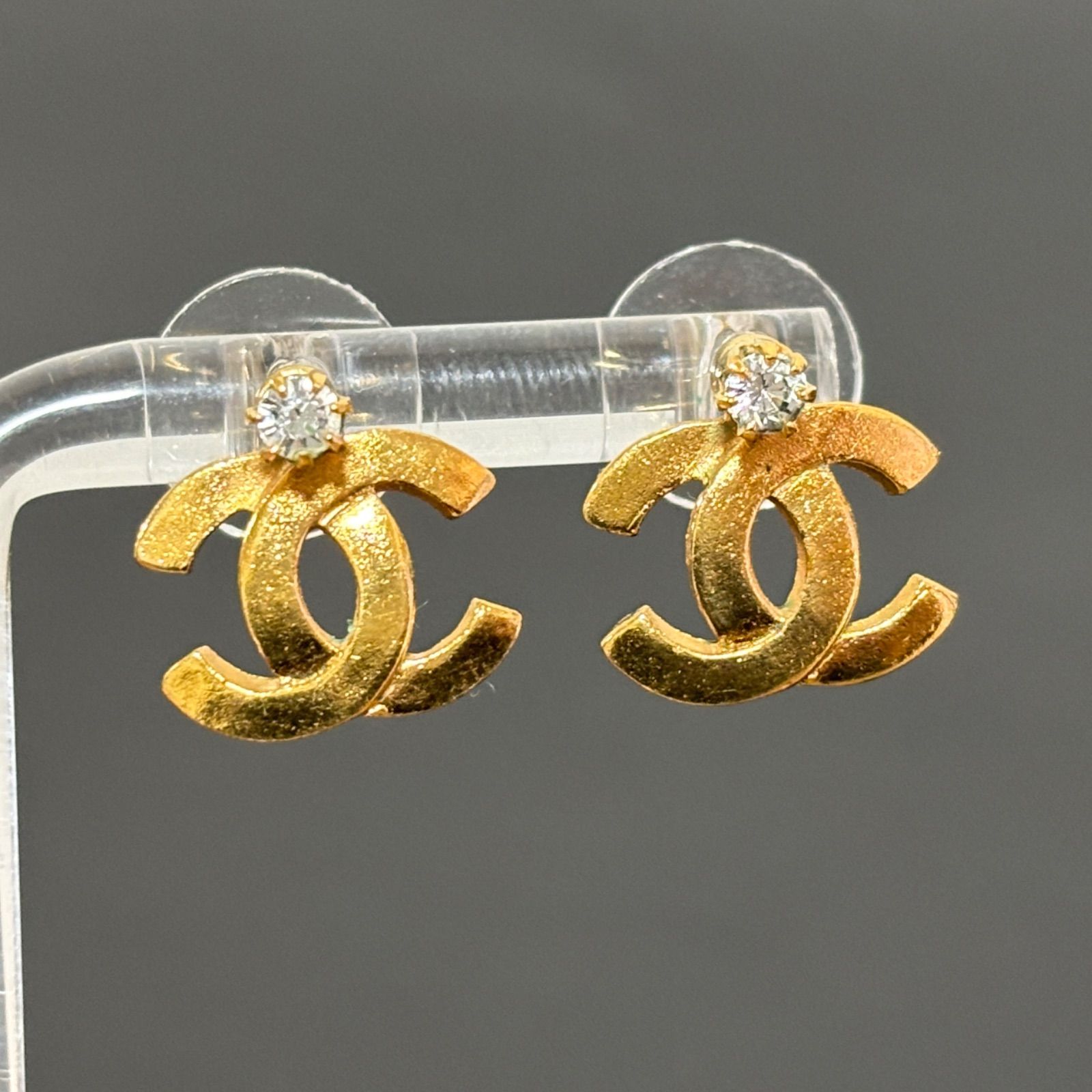 CHANEL シャネル ココマーク ピアス ゴールド ラインストーン