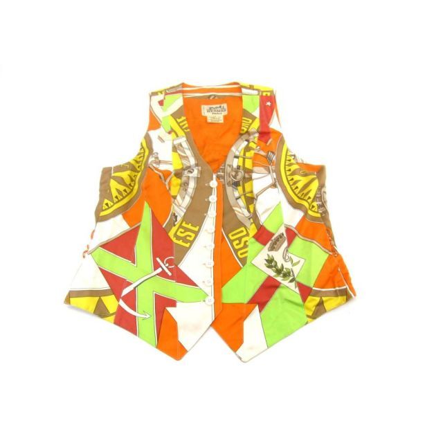 HERMES エルメス 総柄 スカーフ柄 ベスト　リメイク HERMES エルメス 総柄 スカーフ柄 ベスト リメイク エルメスのスカーフ