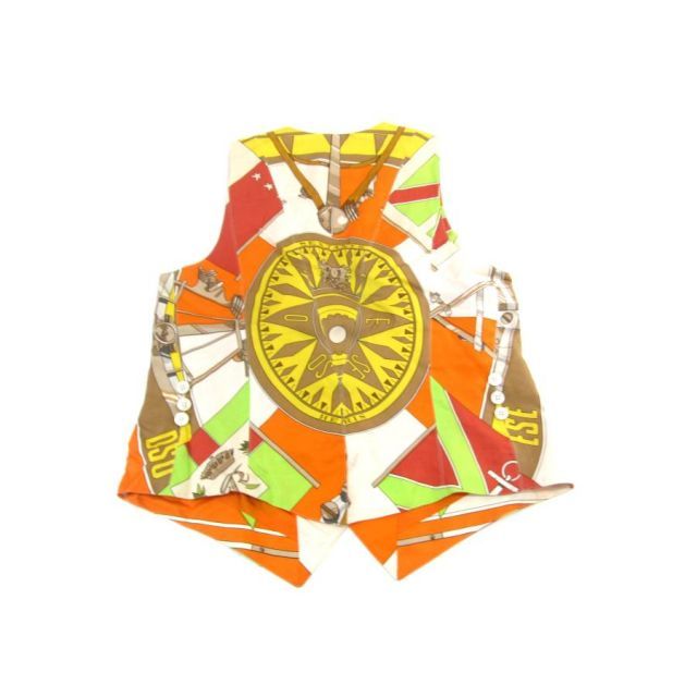 HERMES vintage シルクジレベスト スカーフ柄 HERMES vintage シルクジレベスト スカーフ柄 HERMES vintage シルク
