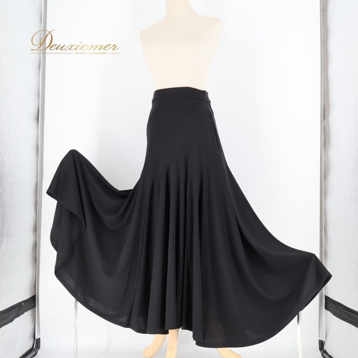 フラメンコ 衣装 ファルダ スカート ペチコート 黒 無地 ストレッチ