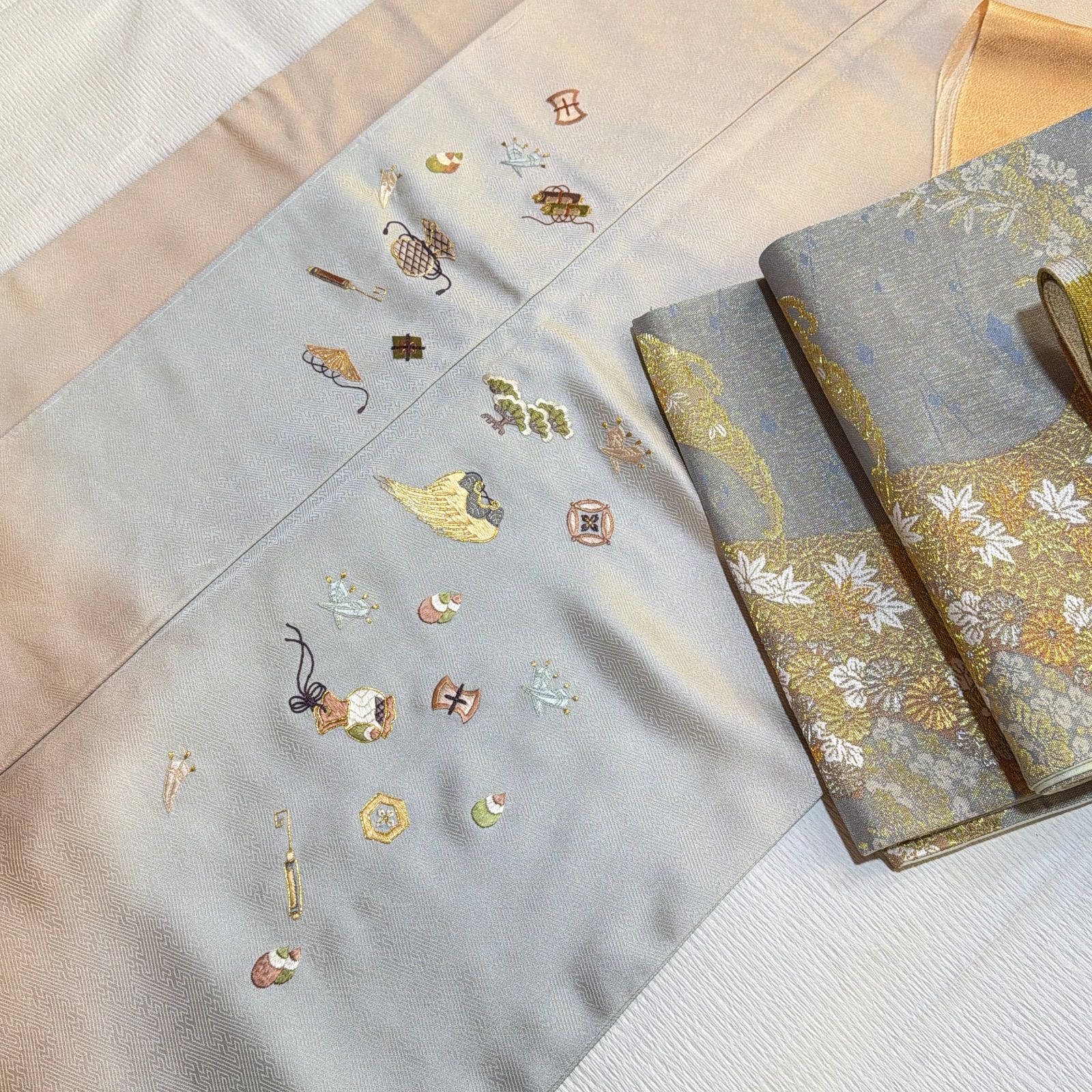 付下げ 宝尽くし 日本刺繍 手刺繍 正絹 セット - メルカリ