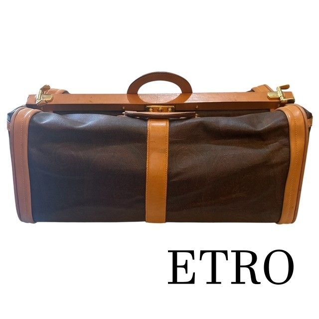 エトロ　特大　ボストンバッグ エトロ ETRO ペイズリー柄 GOLD金具 PVCレザー 特大ボストンバッグ