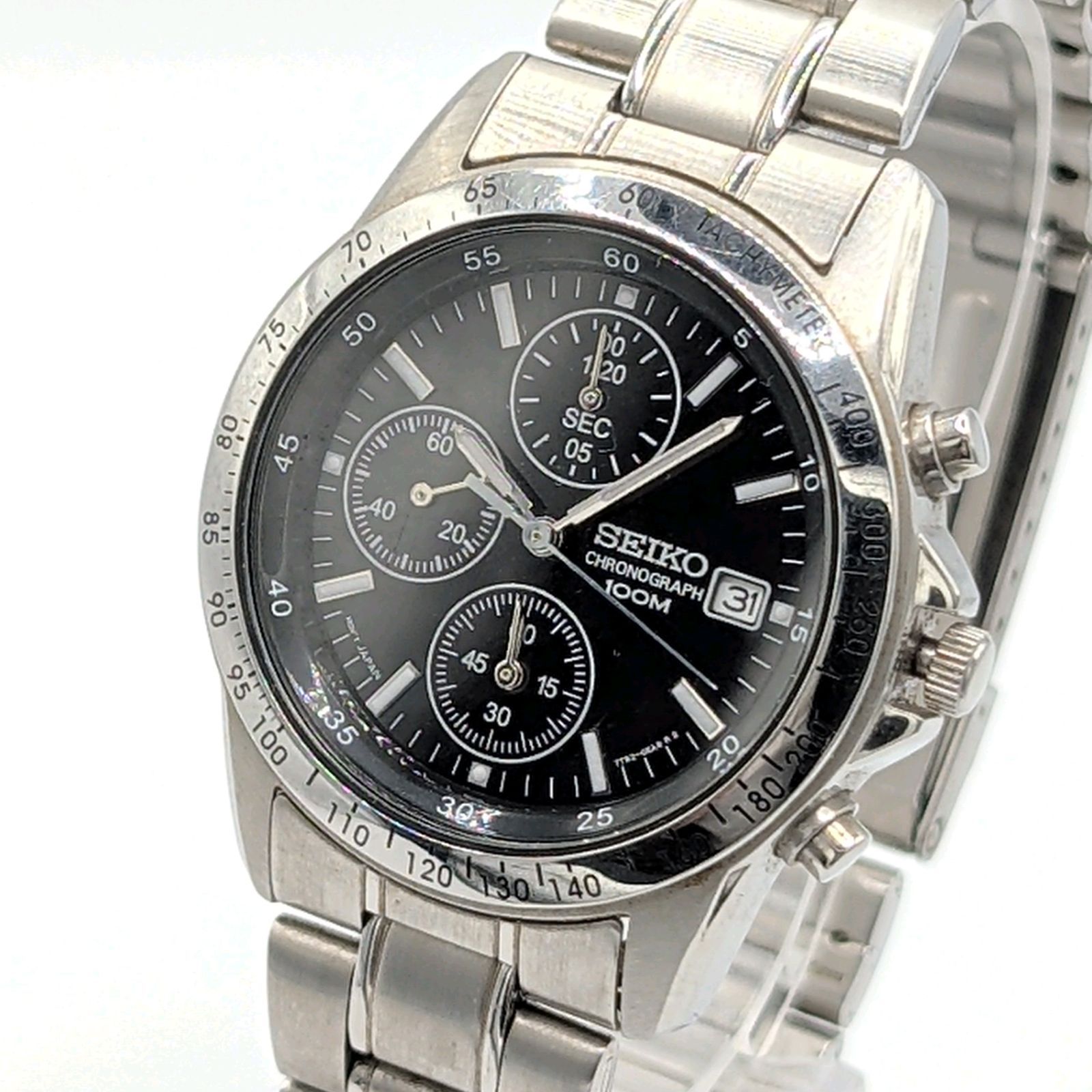 セイコー 腕時計　シルバー 黒文字盤 7T92-0DW0 SEIKO 7T92-0DW0 Watch Men's Round Silver Black dial Chronograph