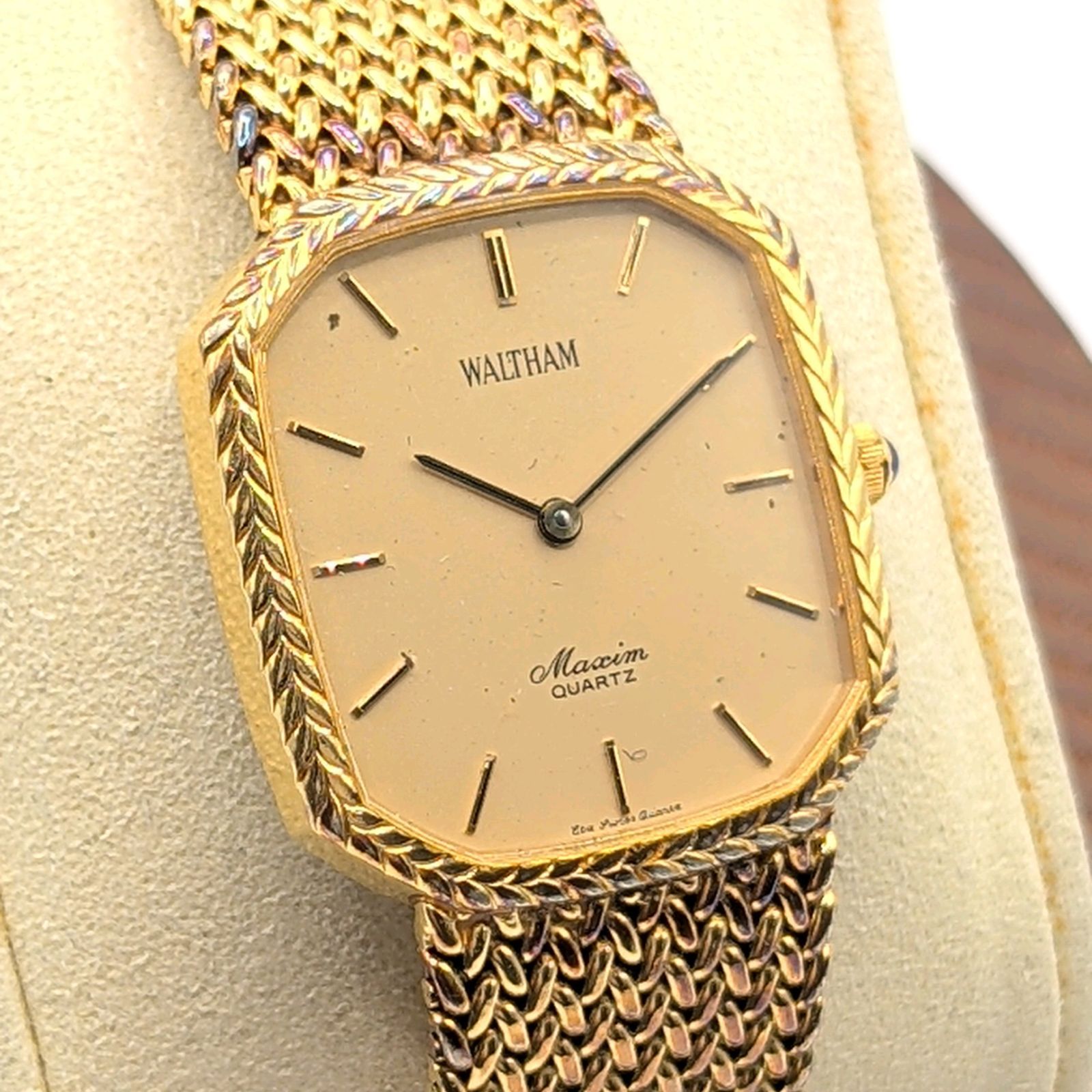 WALTHAM Maxim Watch Quartz Ladies Square Gold Dial Y2K 00S Not