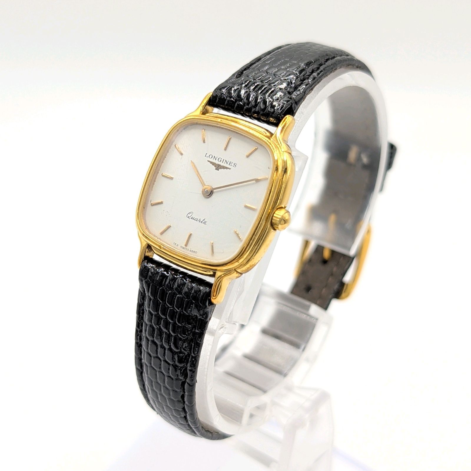 【超美品】LONGINES 時計 稼働品 クォーツ スクエア　文字盤ゴールド LONGINES ロンジン 腕時計 18K 750 スクエアフェイス ゴールド文字盤