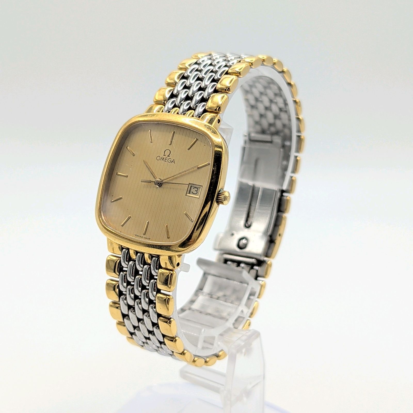 OMEGA DE VILLE Watch QZ Men's Silver Gold dial Combi Date Y2K 00S