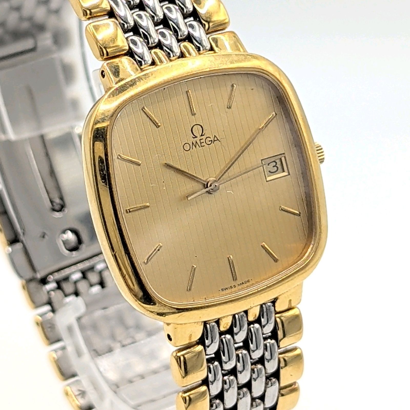 OMEGA DE VILLE Watch QZ Men's Silver Gold dial Combi Date Y2K 00S