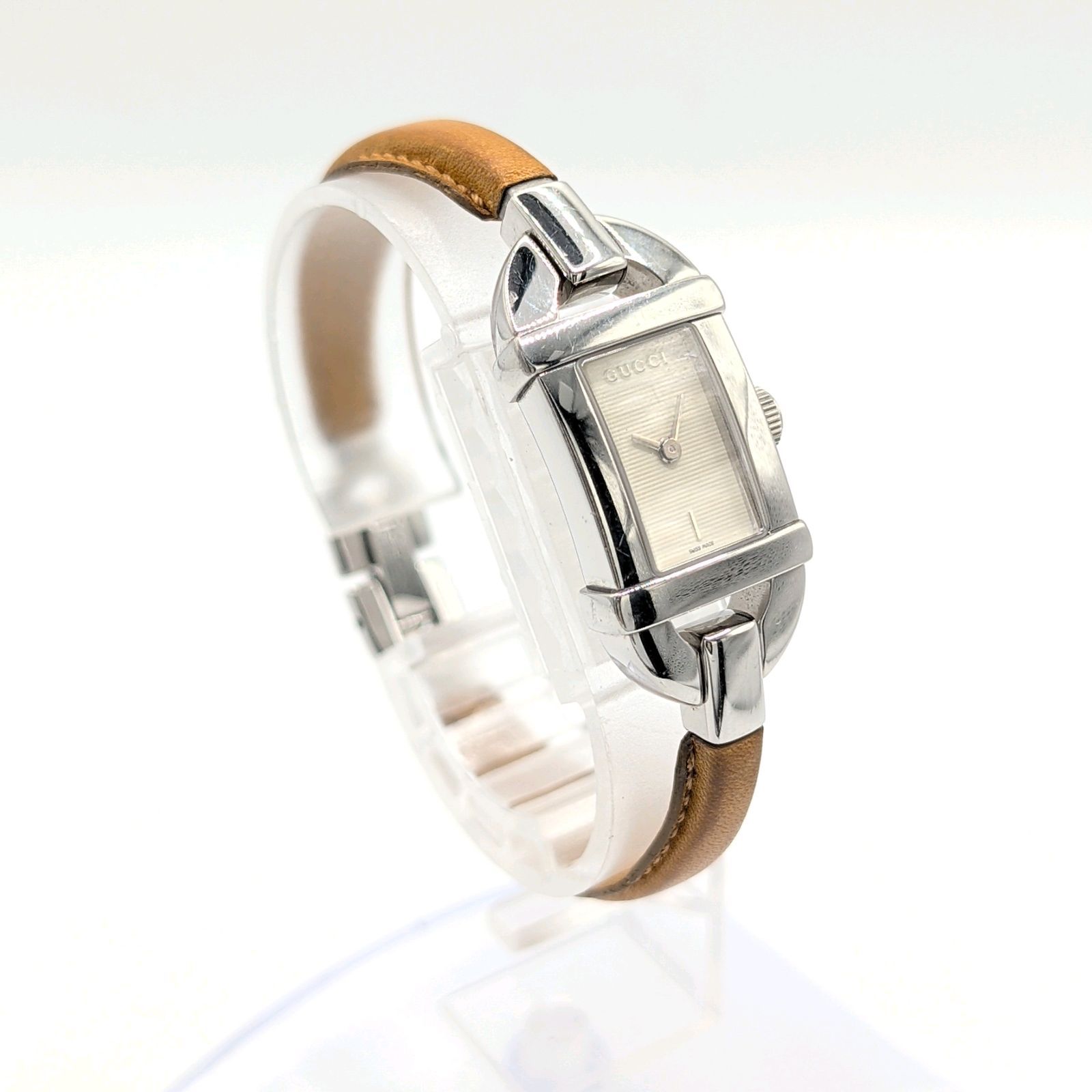 GUCCI 6800L Watch Quartz Ladies Square Silver Y2K 00S Vintage