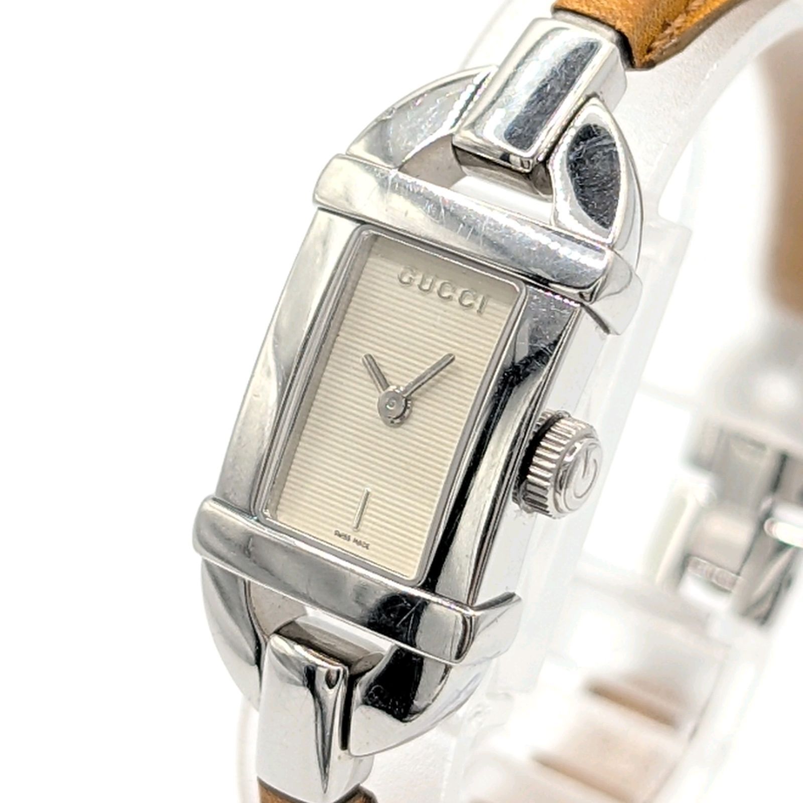 GUCCI 6800L Watch Quartz Ladies Square Silver Y2K 00S Vintage