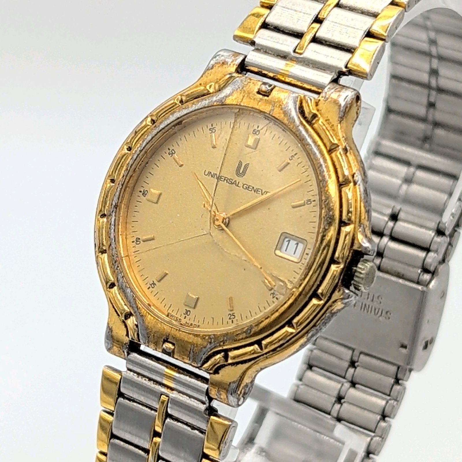 UNIVERSAL GENEVE Watch Quartz Men's Gold Gold dial Round Date Y2K