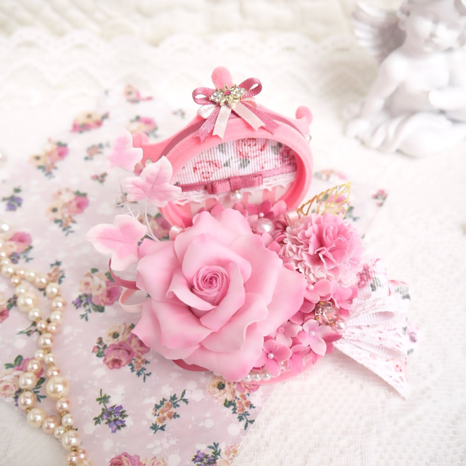 クレイフラワー ✲クラウンの宝石箱 ✧クリスタルピンク✧ フラワー