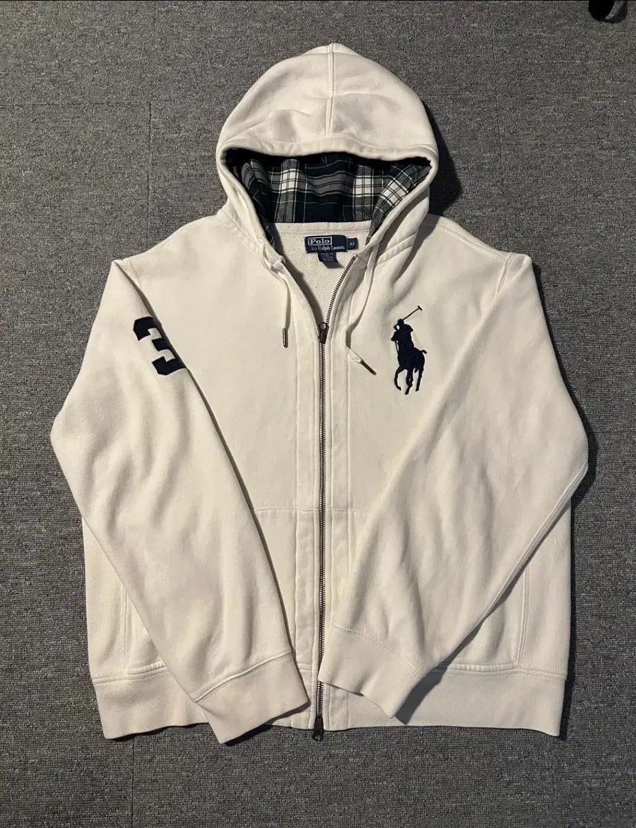 ポロ ビックポニー 白 CHECK ジップアップ