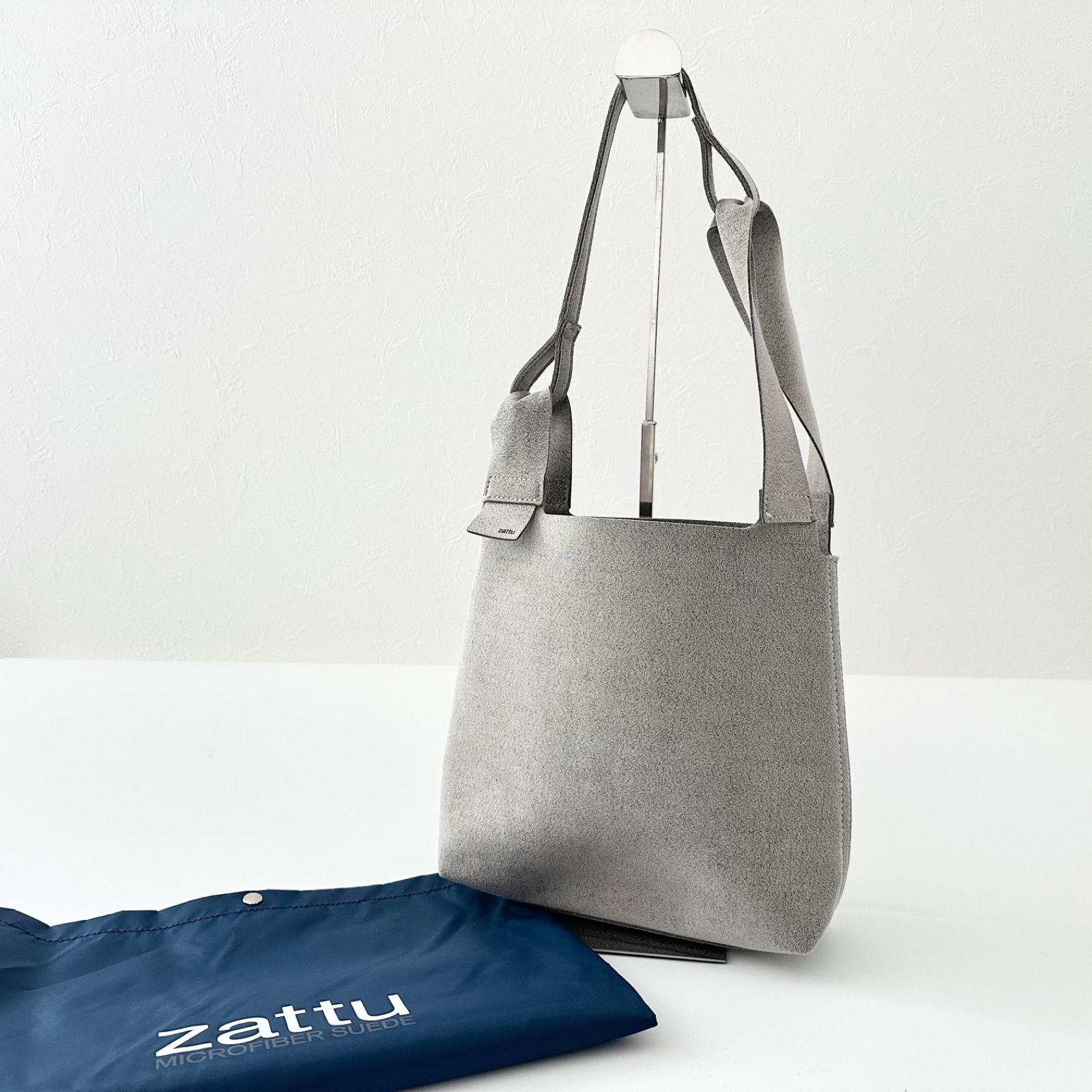 美品✨zattu CONCH マイクロスエード 2wayハンドバッグ グレー 日本製 