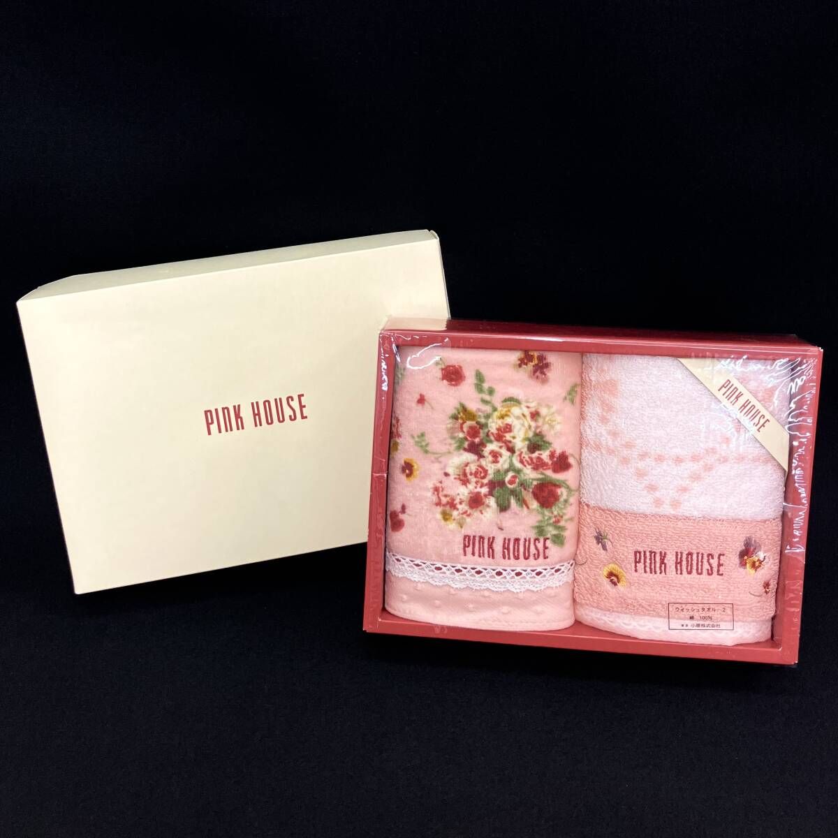 ピンクハウスタオルセット 箱付未使用] PINK HOUSE ピンクハウス ウォッシュタオル 花柄 2枚
