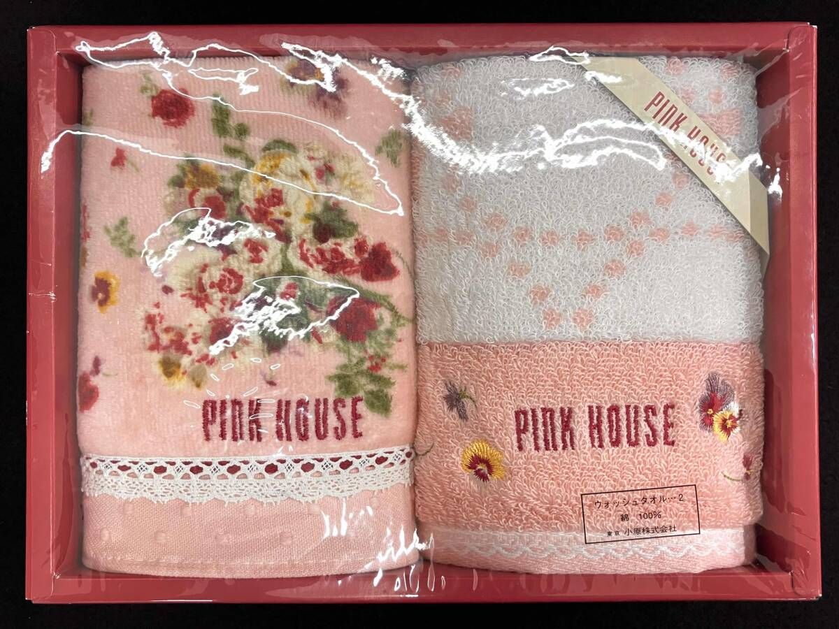 箱付未使用] PINK HOUSE ピンクハウス ウォッシュタオル 花柄 2枚